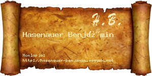 Hasenauer Benjámin névjegykártya